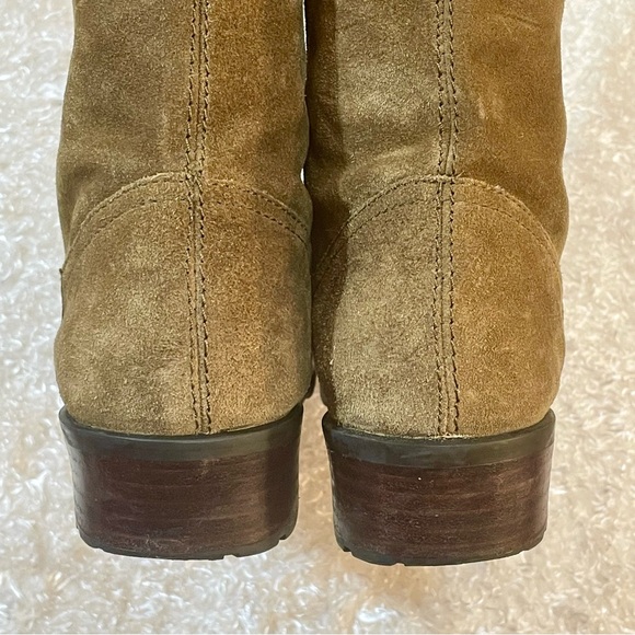 unlined Genuine Leather pull on high mid calf boots size: 7.5 brown - Picture 9 of 15